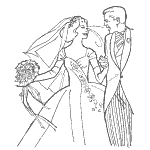 bride and wedding coloring pages