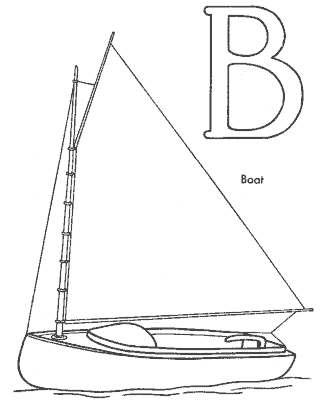 B for boat coloring page